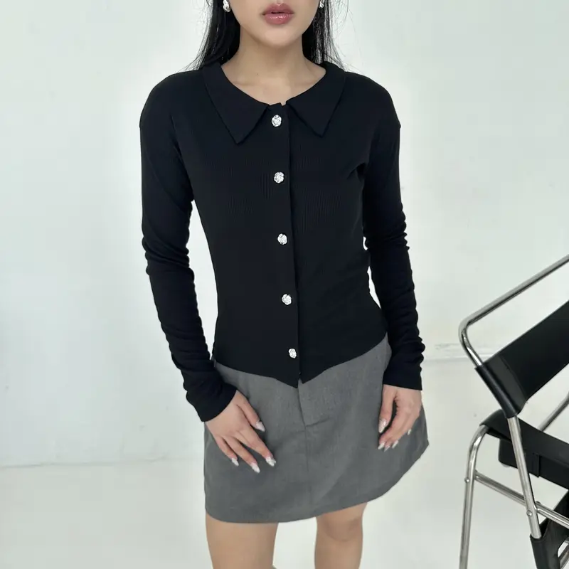 LIMO TOP - Atasan Knit Wanita Outer Lengan Panjang Cardigan Sweater Basic Korean Polo Top Baju Ribbed Knit Kancing Rib Long Sleeve Posha 7