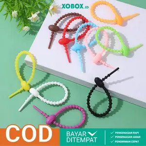Pengikat Kabel Serbaguna Tali Gantungan Silikon Cable Tie Organizer Segel Penyimpanan AH132