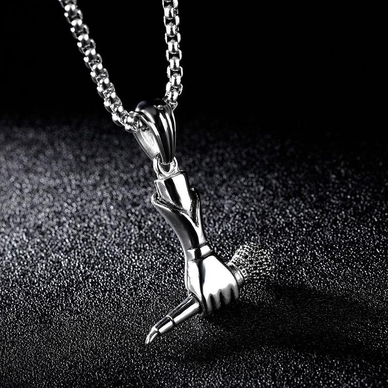Product Introduction of New Titanium Steel Microphone Necklace Waterproof Pendant Necklace Hip Hop Necklace Men Women 11