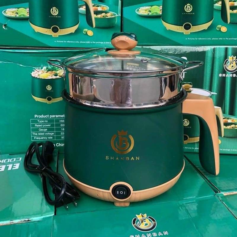 Nồi Lẩu Điện Mini, Nấu Mì 2 Tầng Kèm Giá Hấp INOX Đa Năng Nướng, Luộc, Chiên Chống Dính Vấn Đá Tiện Lợi, Ca nấu mì mẫu mới Nồi Điện Nấu Ăn