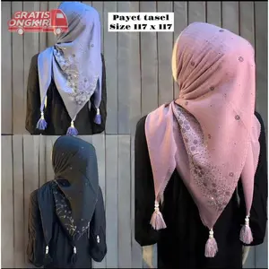 segi empat payet tasel jambul motif butik mewah/potton star payet jambul/rubicon payet jambul