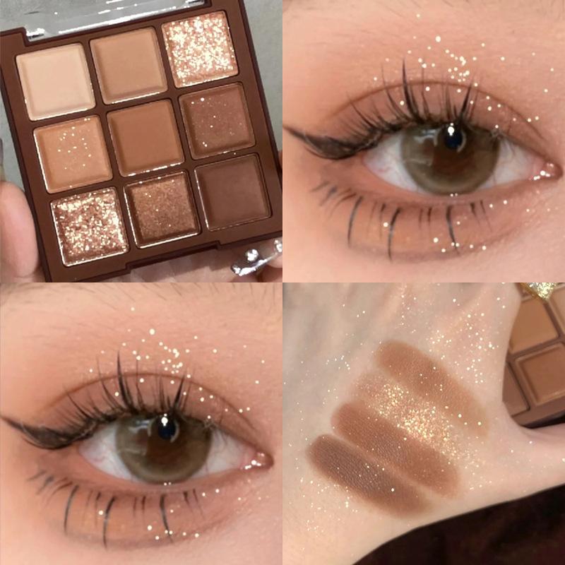 Bảng Phấn Mắt, Chocolate Jiugongge, Phấn Lung Linh Và Lì Tông Màu Đất, Trang Điểm Màu Nude Thuần Khiết, Giá Rẻ, Thích Hợp Cho Học Sinh, Phấn Mắt Chín Màu 1