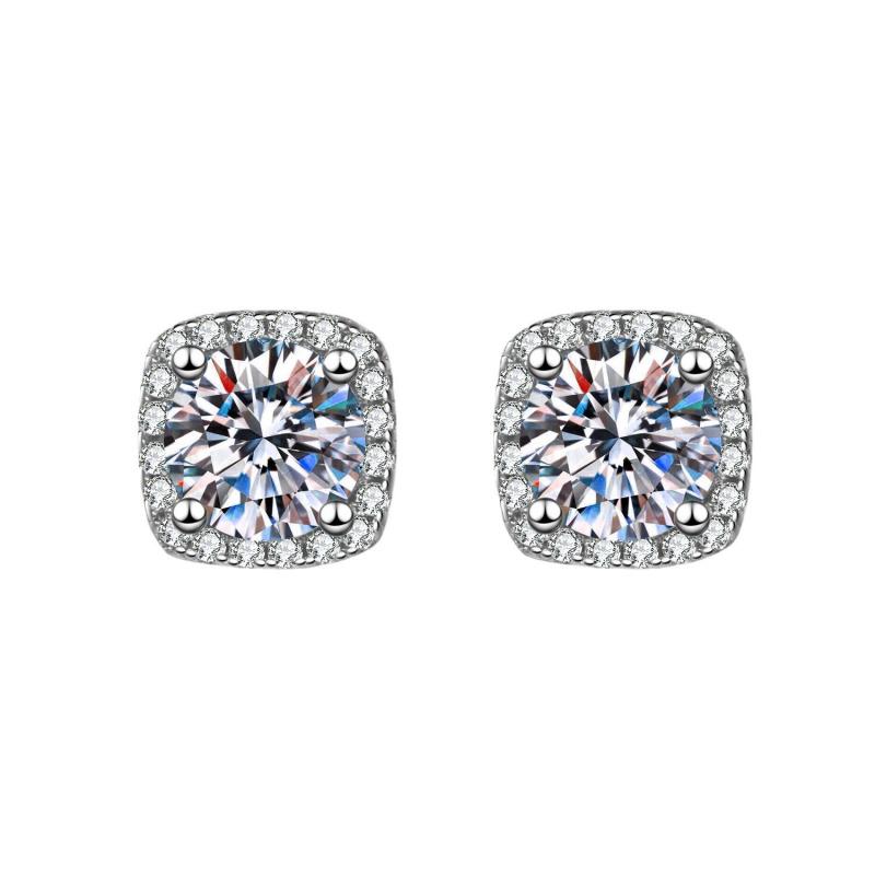 Product Introduction of Korean Style High-End Square Zircon Set 1 Carat Diamond Ring Necklace Earrings Three-Piece Set Light Luxury Brightening Versatile Valentine's Day Birthday Gift 9