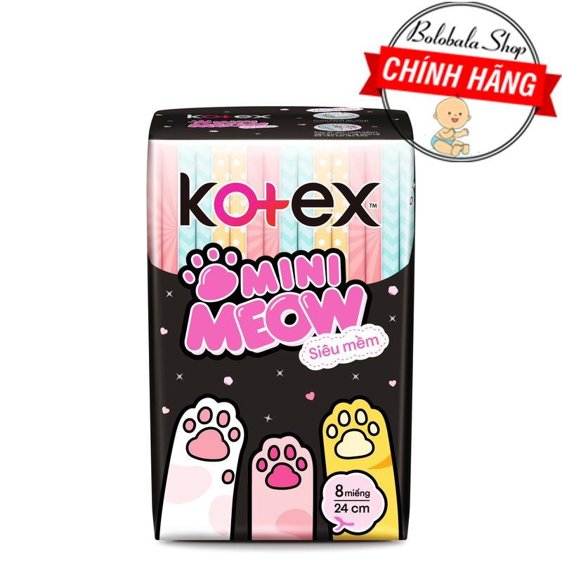  Băng vệ sinh Kotex Mini Meow siêu mỏng cánh 24cm - Gói 8 miếng Nữ 