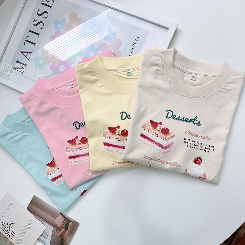 Áo thun baby tee Bánh DESSERTS màu basic dễ thương chất cotton 2 chiều co giãn, áo phông form vừa người có size