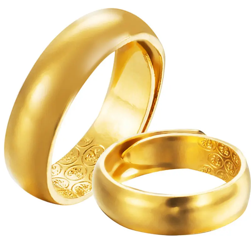 Nhẫn Vàng Placer, Việt Nam, Dành Cho Cặp Đôi Nam Nữ, Không Phai Màu, Thiết Kế Mở Đầu, Hợp Kim Đồng Mài, Vòng Tay Đơn Giản, Nhẫn Vàng Giả
