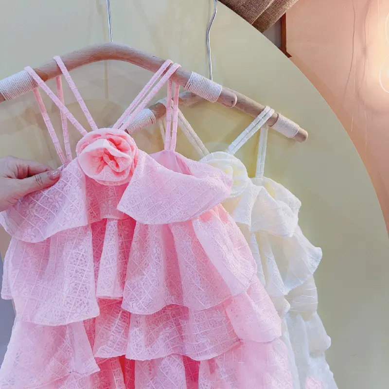 Váy 2 Dây Ren Tầng Bé Gái 15-35kg, Kiểu Tầng, Vải Ren 1