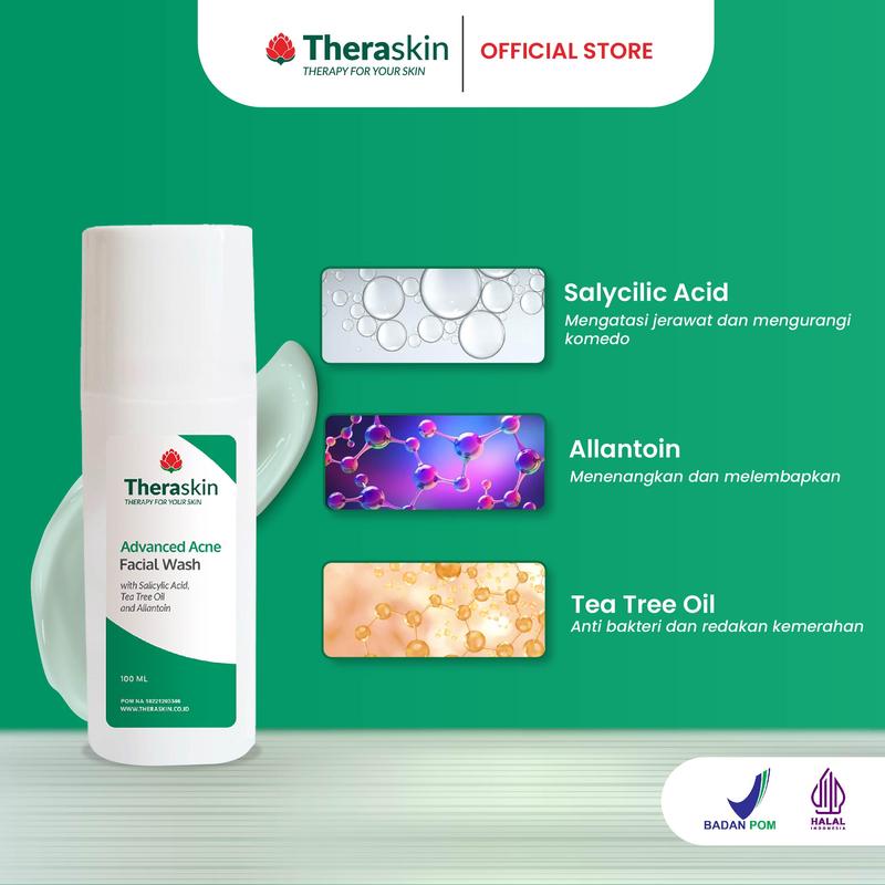 Theraskin BPOM Advanced Acne Facial Wash - Sabun Wajah Cair untuk Kulit Berjerawat dan Bruntusan dengan Salicylic Acid dan Allantoin 3