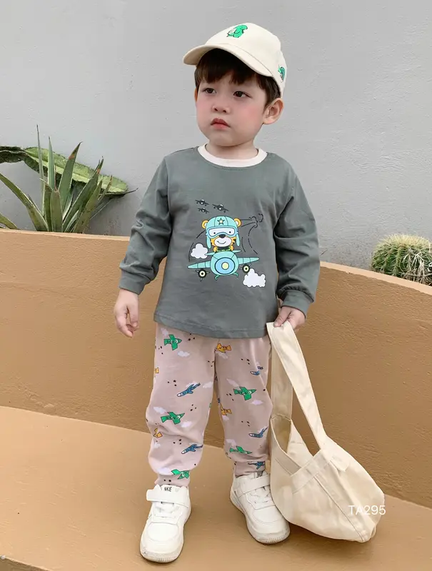 305-Bộ cotton dài tay bé trai size 80-130 (9-23kg) Vải Cotton Cho Bé 4