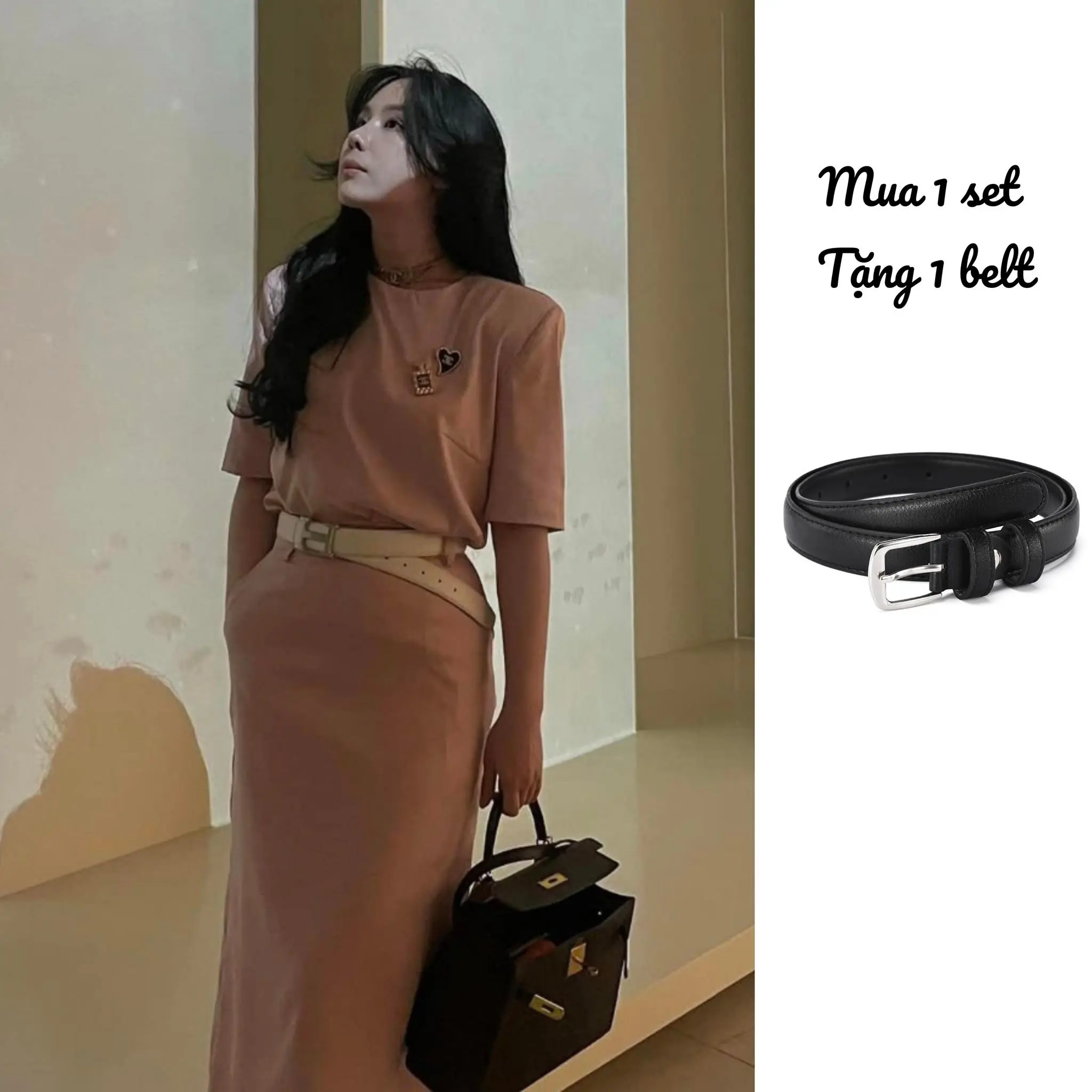 Set Áo Đôn Vai Và Chân Váy Dài Nhiều Màu [Mua 1 set tặng 1 belt]- Eclipse Clothing
