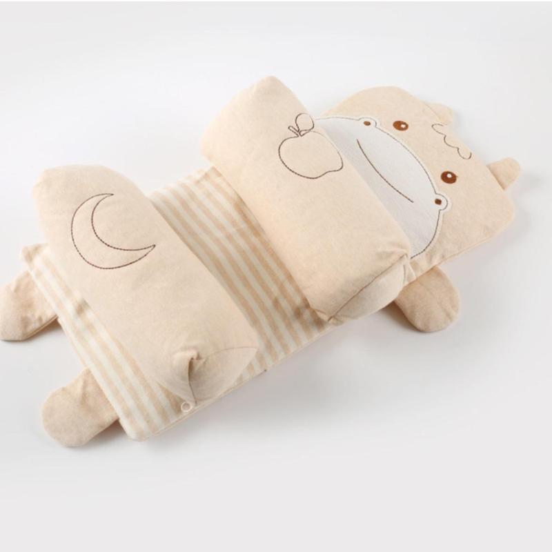 Gối Định Hình Chống Bẹp Đầu Méo Đầu Cho Trẻ Sơ Sinh. Gối Chặn Định Hình Lõi Bông Kèm 2 Quả Chặn Cho bé, Quả Chặn Di Động Có Thể Tháo Rờì Dễ Dàng Vệ Sinh Nhộng Chũn Voi gối chobé Kem