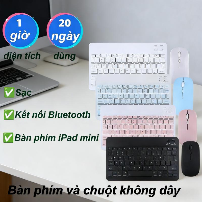 Bộ bàn phím và chuột Bluetooth không dây - Thiết kế gọn 10 inch, cắm là dùng, phù hợp cho học tập và văn phòng