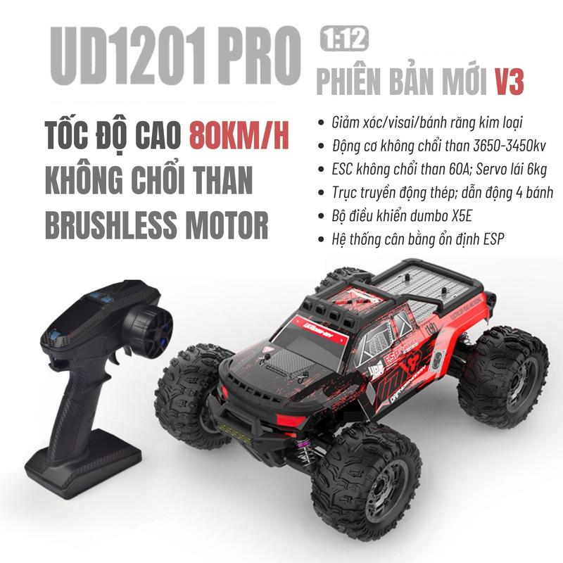  UDIRC UD1201 Pro V3 Xe Đua Địa Hình Tốc Độ Cao 80+km h Không Chổi Than Bốc Đầu Đèn LED Toy Đồ Chơi RC 2.4G High Speed Brushless 
