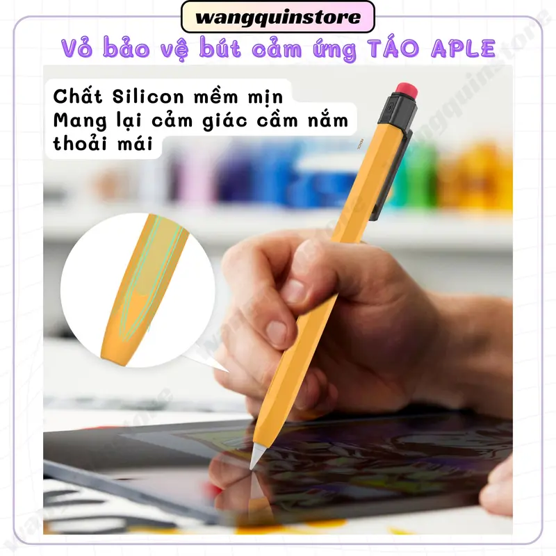 Vỏ bao ốp silicon case bút cảm ứng bút chì nắp gài Táo Gen 1/2 usb-c Vỏ bọc bảo vệ bút cảm ứng cao sạc không cần tháo 3