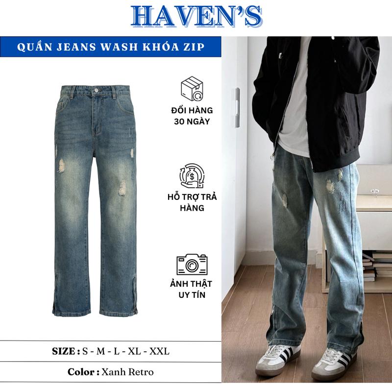 HAVEN'S | QUẦN JEANS NAM KHÓA ZIP RÁCH NHẸ HAVEN'S 17#