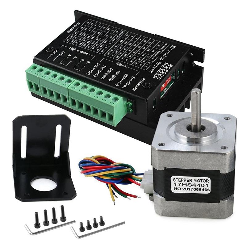 TB6600 4A 9-42V Stepper Motor Driver CNC Controller with Stepper Motor Nema 17 Bipolar 1.7A 40N.Cm Holding Torque and Motor Mounting Bracket for 3D Printer Hobby CNC Router XYZ 1