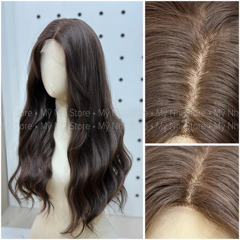 Tóc Giả Mỹ Nhi Nguyên Đầu Da Đầu Dệt Kim V2DK07 Xoăn Sóng Nước 60cm
