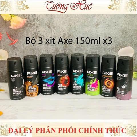 Bộ 3 Xịt khử mùi Nam Axe Deodorant & Body Spray - 150ml ( Mùi Ngẫu Nhiên )