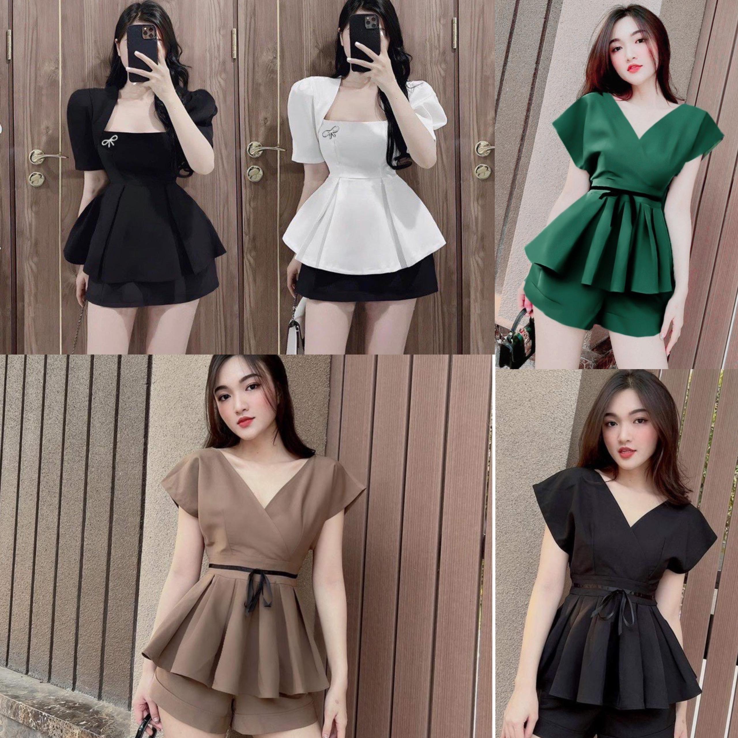 Thời Trang Bigsize Set Quần Áo Dự Tiệc Vải Cotton Lạnh 50 - 100Kg Dễ Thương Top Nữ Jean Đen Women Xoè - B.1157
