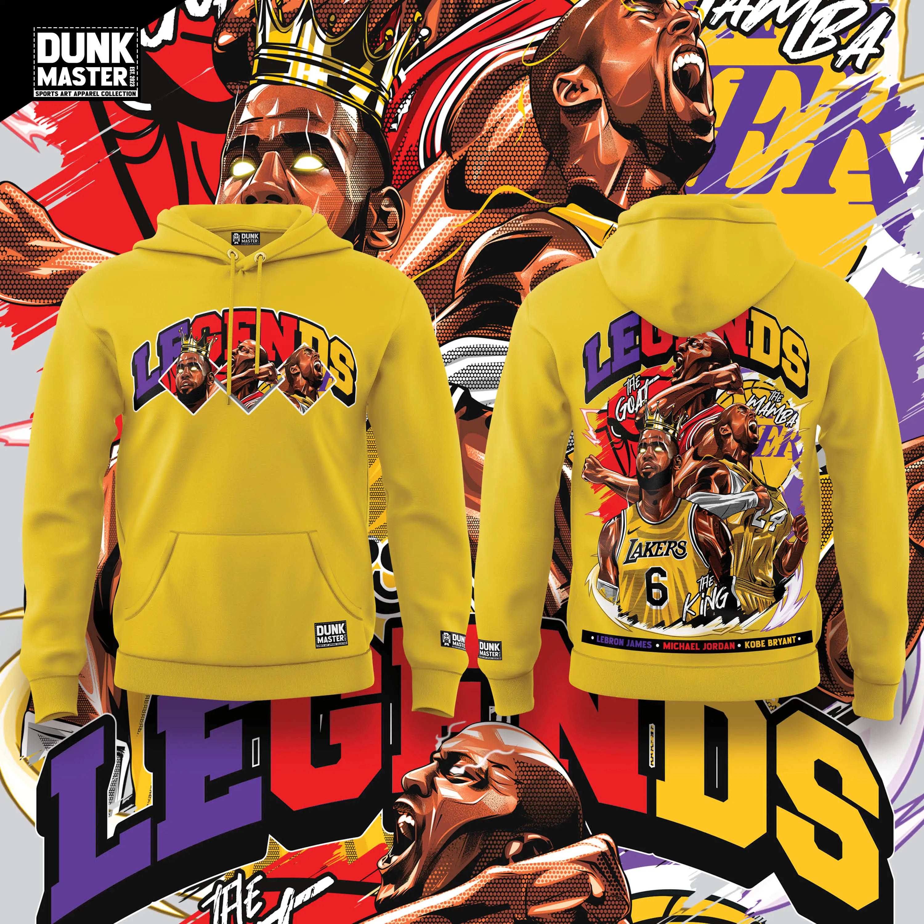 DUNK MASTER LEGENDS GRAPHIC HOODIE AND SWEATER FOR MEN AND WOMEN PREMIUM COTTON Casual Menswear Print Large Loose Pullover