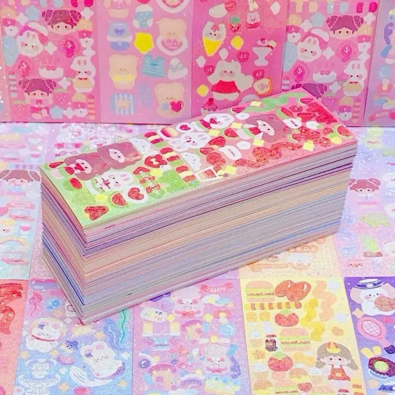 200 tấm &  Set 100 tấm sticker lấp lánh dài 13,5cm x 4,5cm dùng để trang trí top nhiều mẫu xinh QH160 1