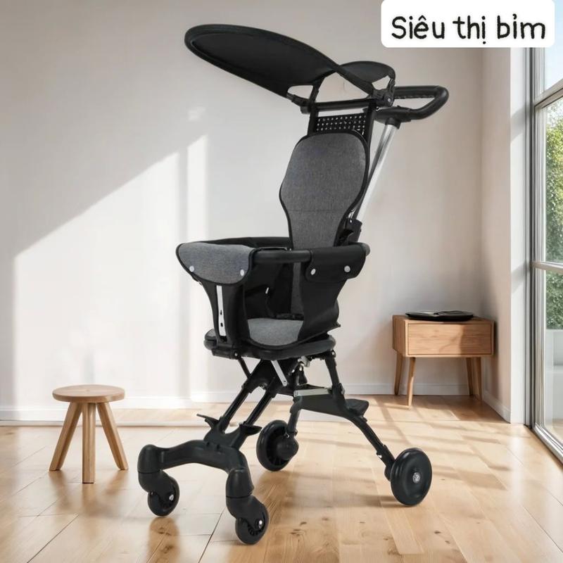 Xe đẩy gấp gọn cho bé, có mái che, đủ đệm ghế và đai dây an toàn cho bé, khoá bánh xe, ,đảo 2 chiều, Đi du lịch siêu gọn nhẹ xe đẩy