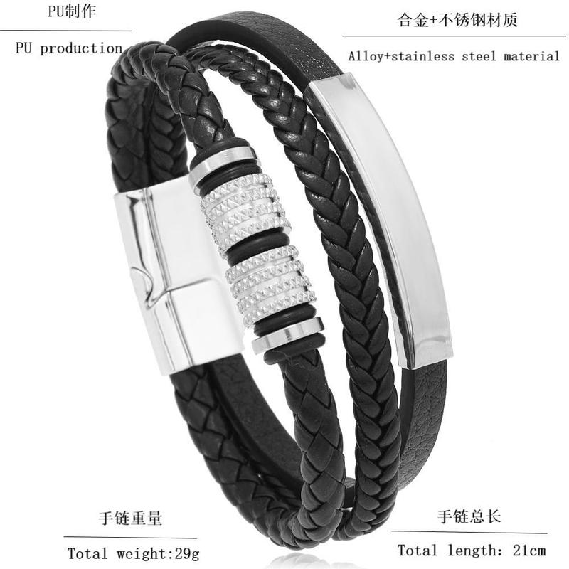 Product Introduction of Leather bracelet for men magnetic leather braided bracelet for men multilayer leather bracelet 8