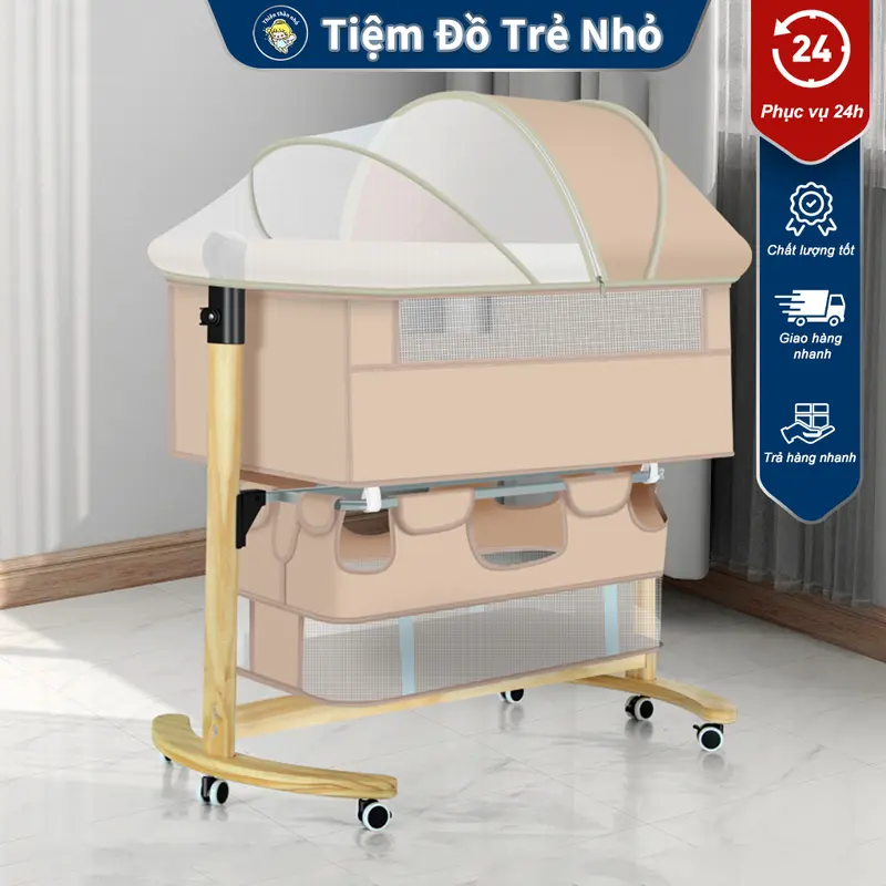 Nôi Cho Bé Sử Dụng Chân Gỗ Cao Cấp Thiết Kế Tinh Tế Mang Đến Sự Bền Đẹp và Thoải Mái Cho Giấc Ngủ Của Bé Voi 0