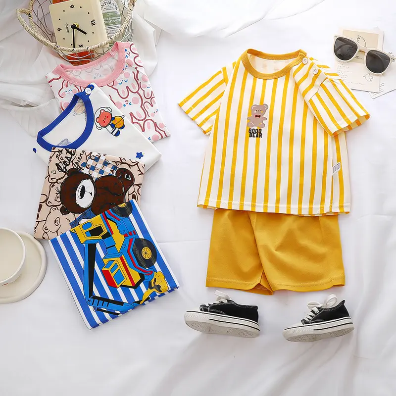 Bộ cộc tay cotton cho bé trai siêu mát, bộ hè bé trai QC "Dautaykids_HN" 1