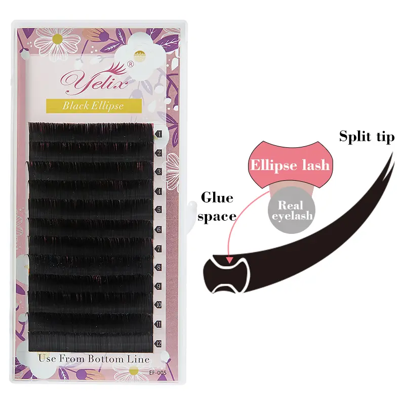 YELIX - BLACK ELLIPSE LASH - FLAT ELLIPSE - HALUS HITAM - EYELASH EXTENSION