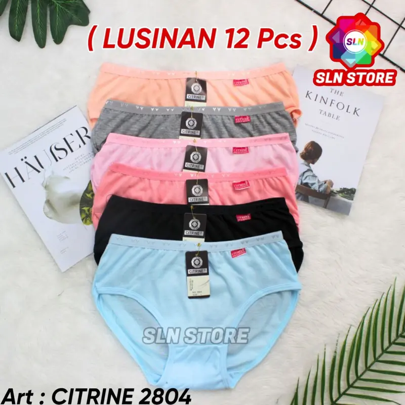 ( 12 Pcs ) CELANA DALAM WANITA CITRINE CD PEREMPUAN MURAH KARET ELASTIS GROSIR LUSINAN Nyaman Lembut 0
