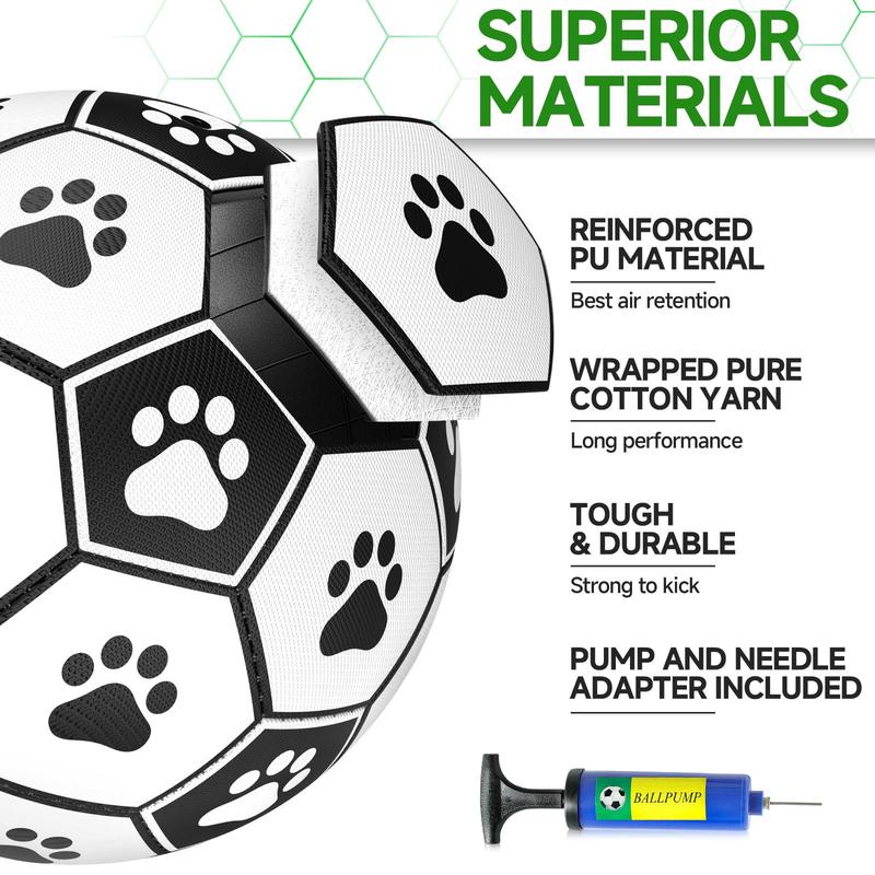 Gift for Pets, Paw Pattern Football Pet Toy Summer Gift, Indoor & Outdoor Pet Play Supply with Nylon Strap & Hand Pump, Creative Dog Chewing Ball Toy for Teeth Cleaning 2