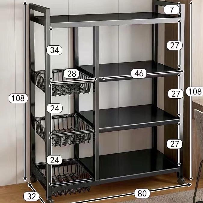 Kệ bếp 4 tầng đa năng tiện lợi với bánh xe xoay 360 độ