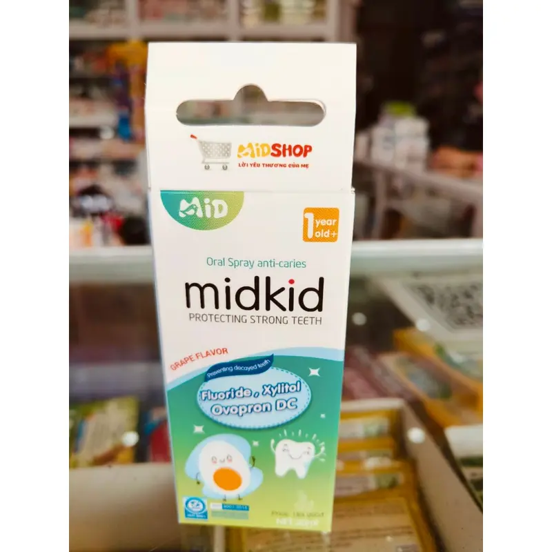 Xịt chống sâu răng Midkid vị nho 30ml cho bé từ 1 tuổi nuốt an toàn giúp làm sạch và bảo vệ men răng 2