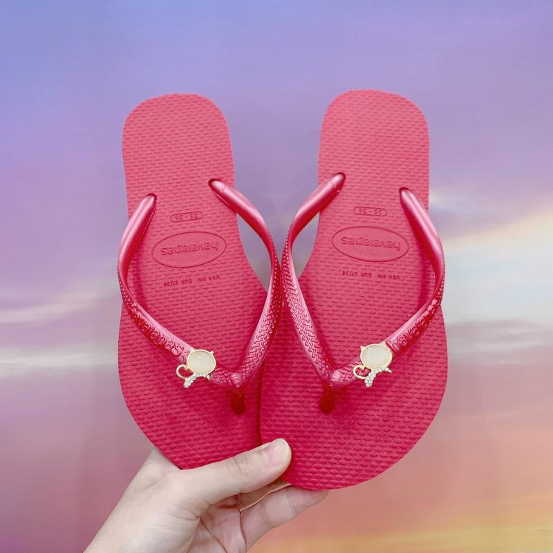 DÉP NỮ HAVAIANAS - SLIM TRƠN ĐÍNH MÈO MINI ( THU HƯỜNG ) DéP GiàY Sandal Dép Tông  dép tông   Women  Shoes Nhung Caro Jean