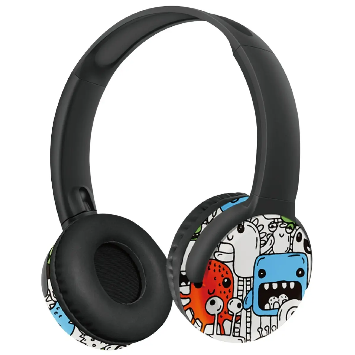 Cartoon headphones Cute Creative Graffiti Wireless Bluetooth 5.3 Headset Over Ear Noise Cancellation Earbuds Stereo surround Low latency Headphone