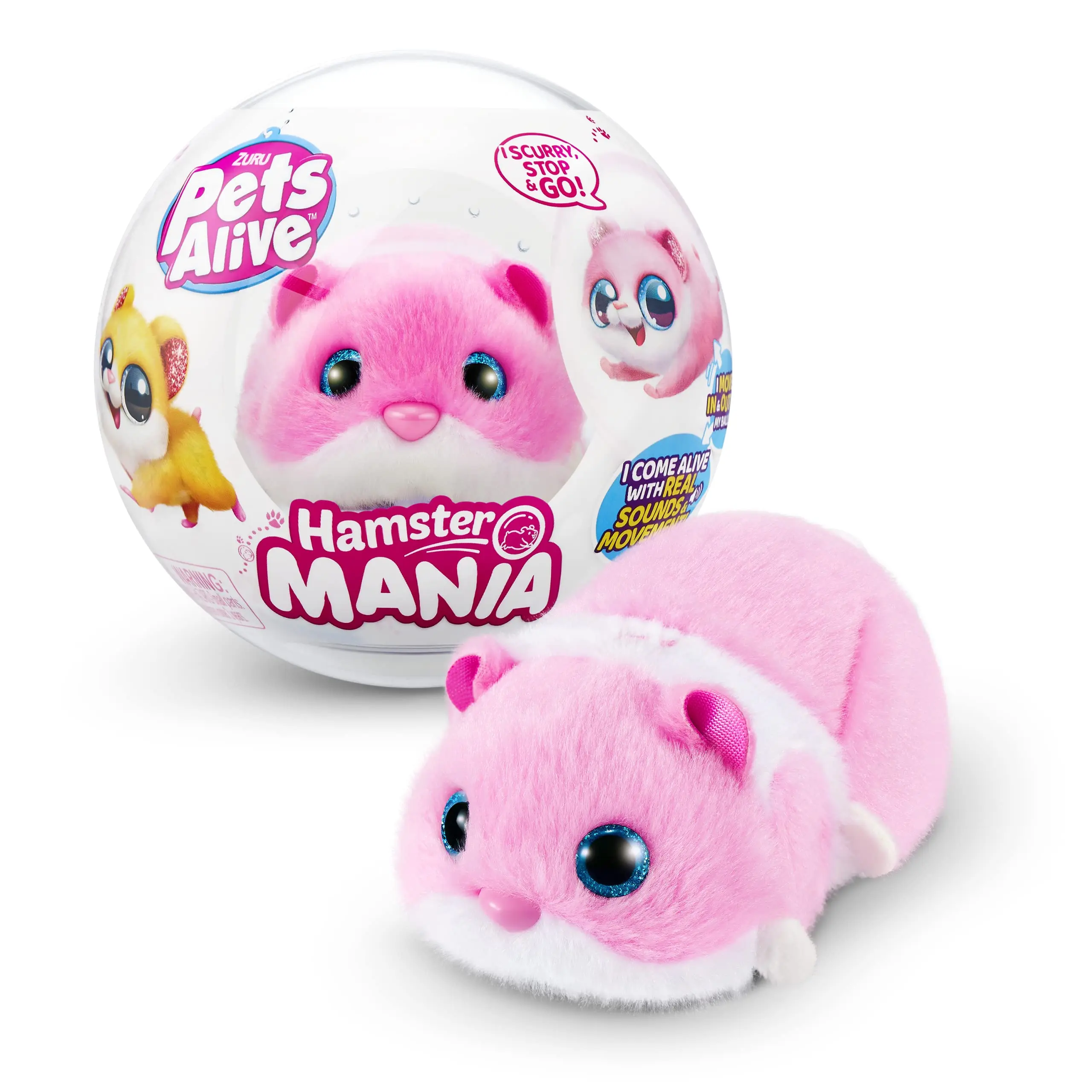 Pets Alive Hamstermania (Orange) by ZURU Hamster, Electronic Pet, 20+ Sounds Interactive, Hamster Ball Toy for Girls and Children