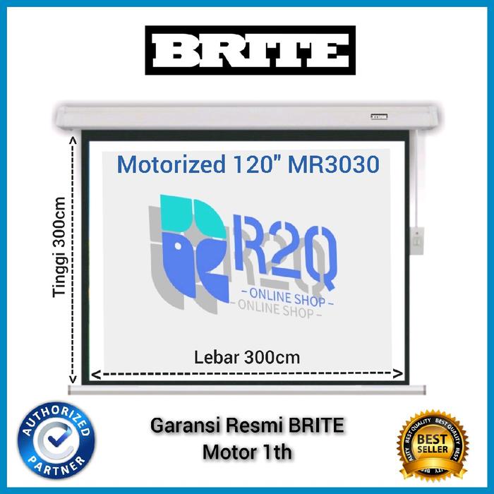 Jual Layar proyektor otomatis 120 inch BRITE MR3030 / Screen Projector ...