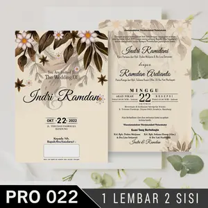 (ISI 100 PCS) PRO 022 Varian 1 Lembar 2 Sisi - Cetak Undangan Pernikahan, Ngunduh Mantu, Khitanan, Tasyakuran  (FCUDL1200LM).