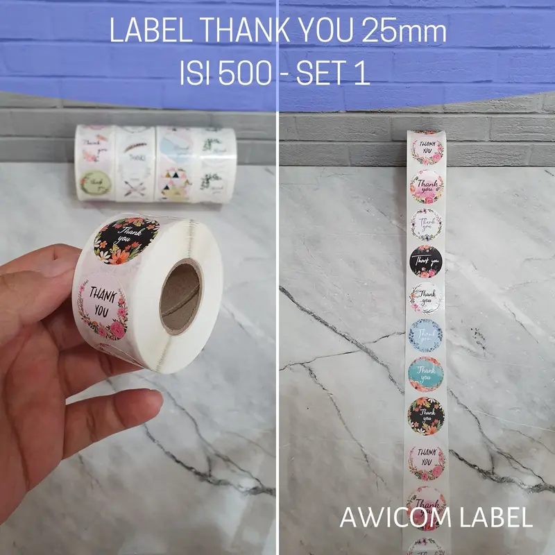 500 PCS (1 ROLL) Stiker Label Thank You 25mm Roll Paper 1
