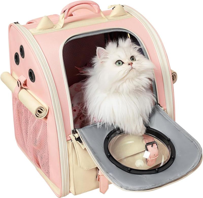 TikTok Shop Clear Bubble Cat Carrier Backpack Space Capsule Pet Carrier Backpack for Large Cats and Small Dog Breathable Dog Backpack Carrier for Travel and Hiking Pink