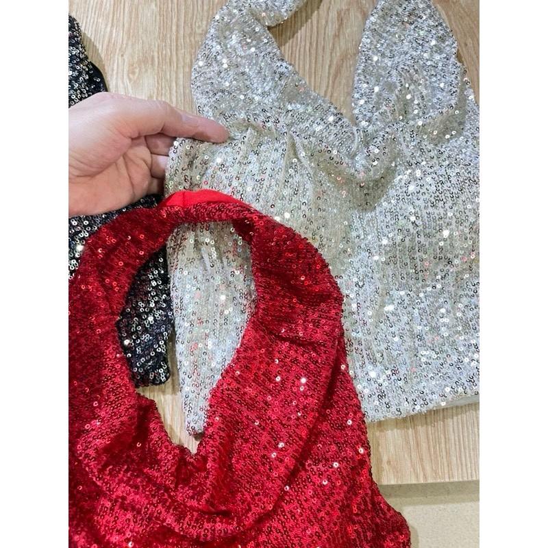Áo Yếm cổ đổ kim sa bling bling kèm mút ngực khoe vai xinh 1