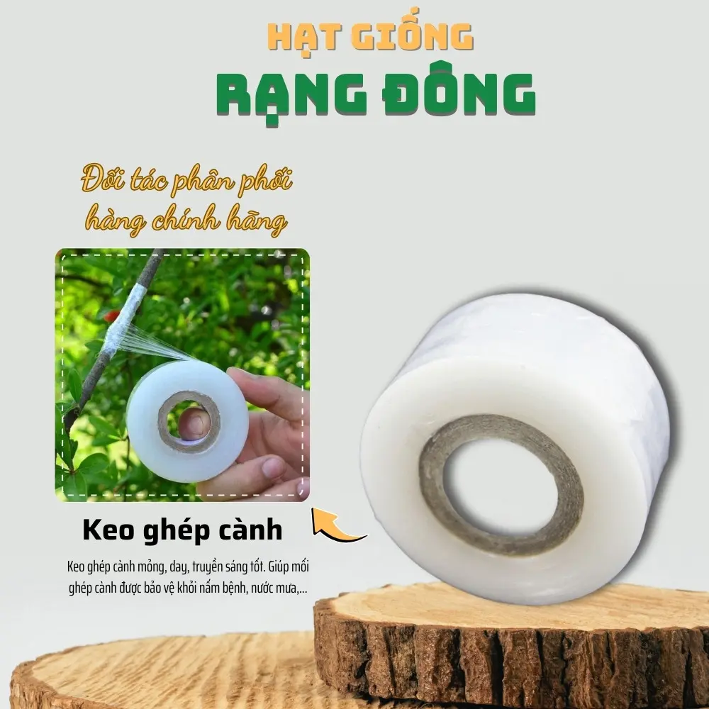 Băng Keo Ghép Cành Tự Dính (3cm) - Bảo vệ mối nối, chống thấm nước, ngăn vi khuẩn tấn công - Hạt giống Rạng Đông
