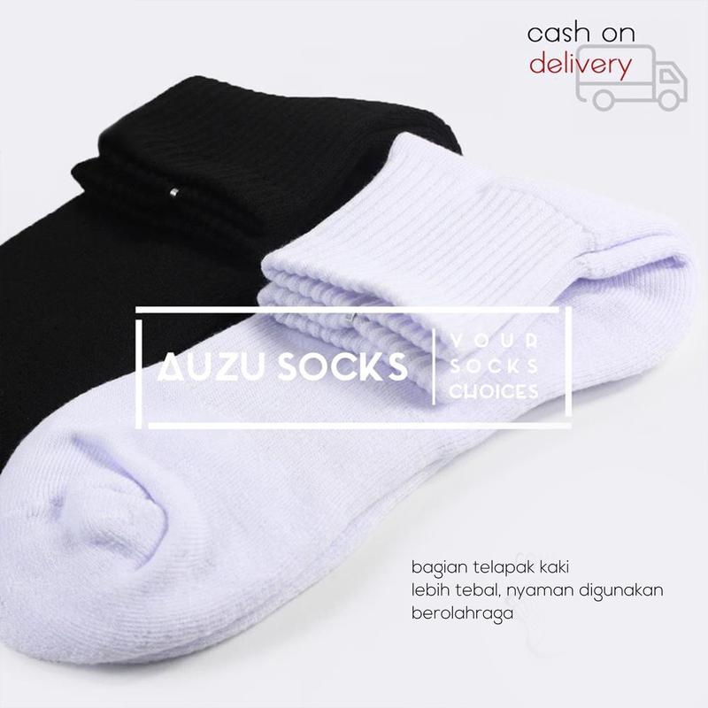 Kaos kaki sport / olahraga tebal hitam putih panjang sebetis - athletic midcalf crew socks - SIKATUN 5