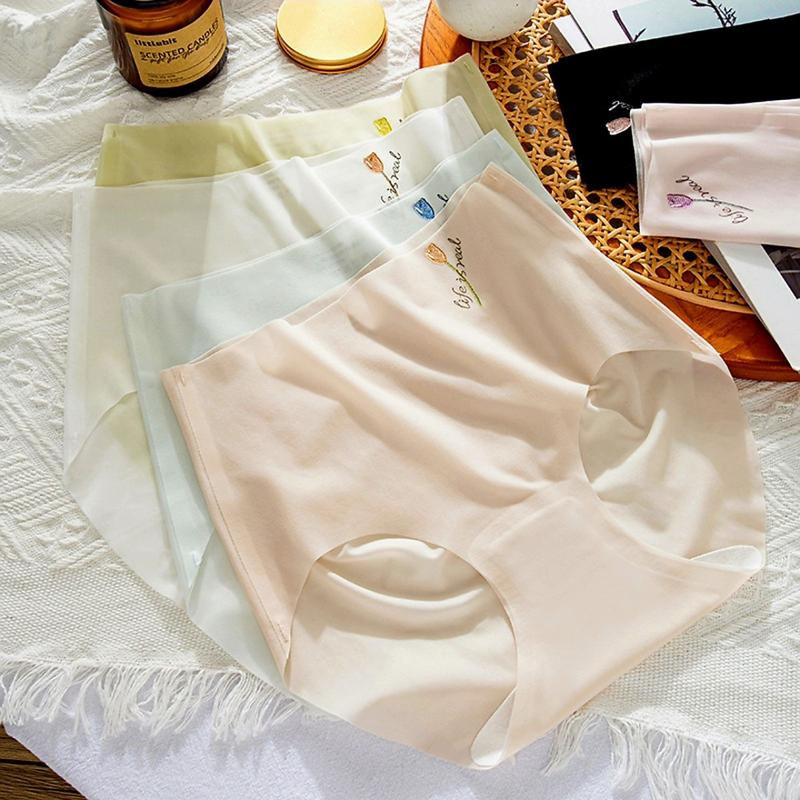 Combo 10 (hoặc 5) quần lót nữ su lụa tàng hình cạp cao không đường may, không viền hoa tuylip