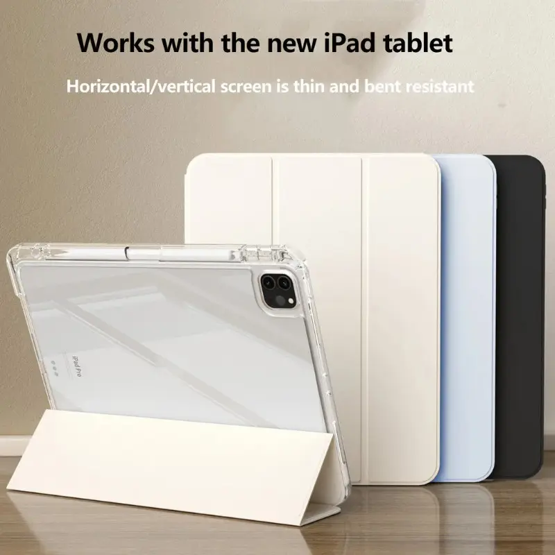 Vỏ Acrylic Trong Suốt, Dành Cho iPad Pro 11 / 13, M4 / 2024, Air 6, 11, Air5 / 4, 10.9, Pro 12.9, Mini 6, 5 / 6th, 9.7, 10.2 ", Tương Thích Với iPad Thế Hệ Thứ 7 / 8 / 9 / 10, Có Ngăn Đựng Bút, Csae Phụ Kiện 2