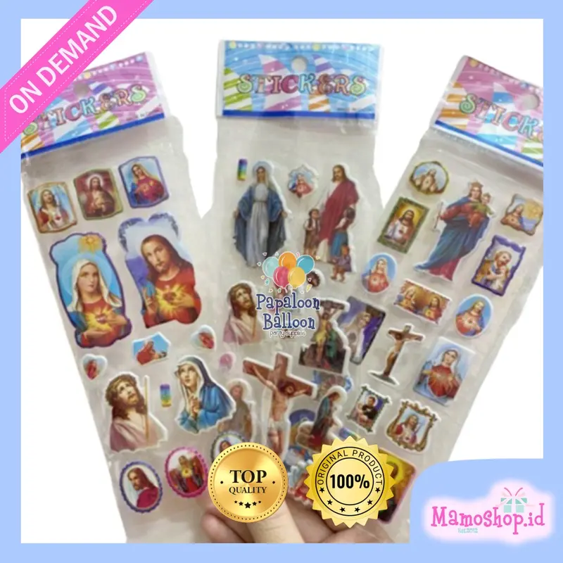 Sticker Nasrani Tuhan Yesus Bunda Maria Stiker Timbul Natal santa clause 3D harga per 5pcs 0