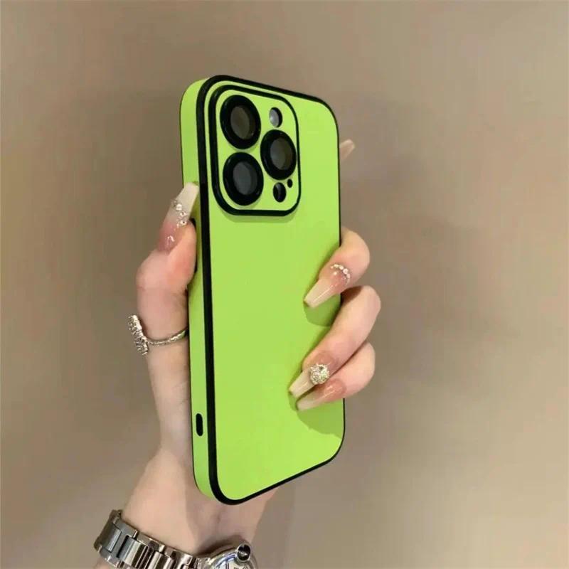 Product Introduction of Sarung Telefon Kulit, Reka Bentuk Mewah, Berwarna-warni, Serasi dengan iPhone 16, 15, 14 Plus, 13, 12, 11, Pro Max, Bampar Silikon Lembut, Kemasan Matte, Kalis Kejutan, Penutup Mudah 11