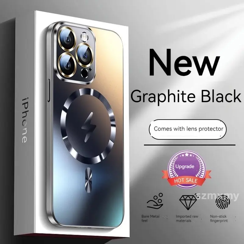 Ốp Điện Thoại Từ Tính Kính AG Màu Mận Nano, Dành Cho Iphone 15 13 12 14 Pro Max, Ốp Cứng Nhám Silicon Chống Rơi Ống Kính Pha Lê Trong Suốt HD, Tương Thích Với Iphone 15 13 12 14 Pro Max Chống Sốc 6