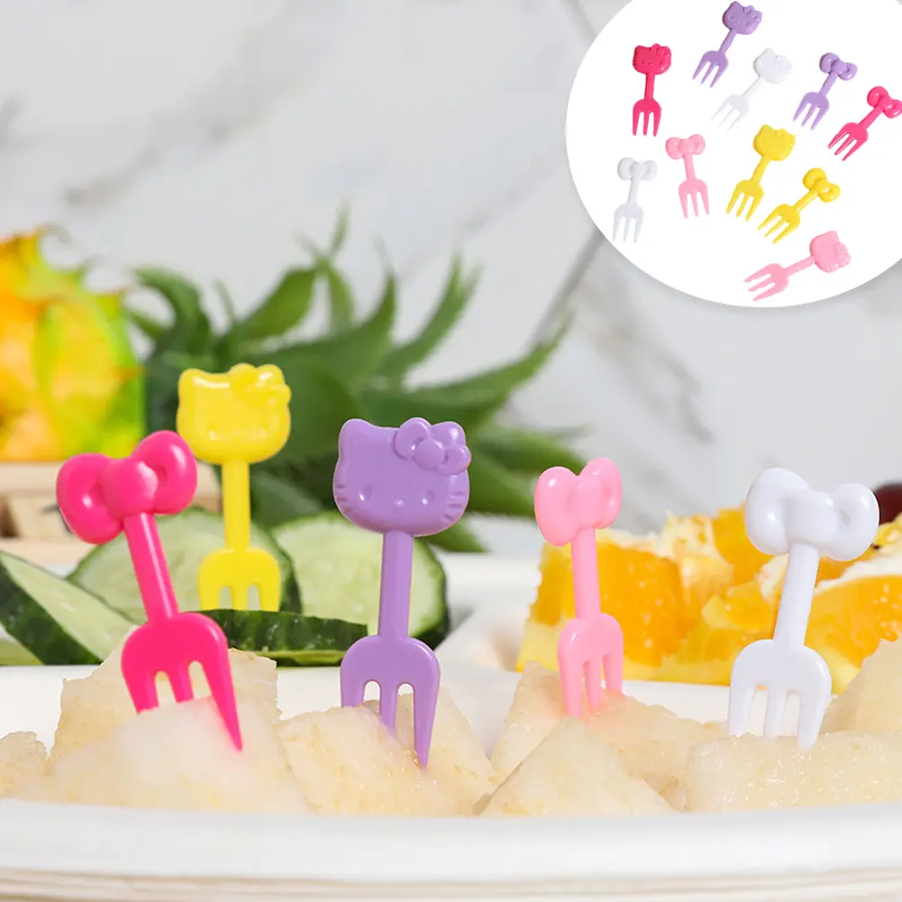 10PCS/SET Cute Fruit Fork Kids Snack Dessert Decoration Forks Toothpick Lunch Salad Decoration Accessories Cake Picks #456700